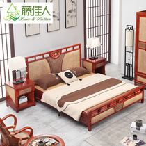 Rattan beauty Rattan bed double bed Bedroom furniture 1 8m rattan woven bed Rattan wood bed 1 5m single bed Rattan art bed DS