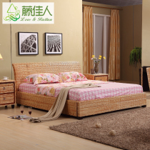 Hotel apartment suite Custom rattan furniture Bedroom Rattan woven rattan double bed 1 5 meters 1 8 rattan art bed Rattan bed TD