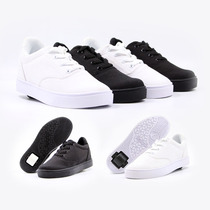 Running shoes Four Seasons New Men and Women adult children black and white canvas single wheel skating shoes students super light