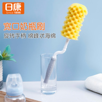 Rikang bottle brush newborn baby wide mouth 360 degree rotating sponge nipple brush foam bottle cleaning brush