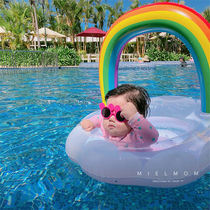 mielmom Korea ins children swimming ring baby inflatable thick life buoy rainbow baby sitting circle 1-3-6