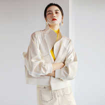 HAOCAI two wear designer imported custom sheepskin leather jacket feminine leather stitching acetic acid jacket jacket