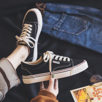 Summer-style canvas shoes womens models 2022 new 2021 spring and autumn bursting with 100 hitch casual board shoes little black shoes cloth shoes