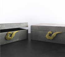 Soft design gray fishgrain leather storage box jewelry box model room cabinet building materials custom home Hall Exhibition Hall