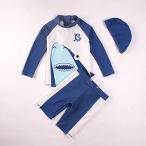 Sunscreen quick-drying long-sleeved childrens swimsuit Boy suit Small boy Middle child baby split swimming trunks cute hot spring