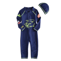 Childrens swimsuit one-piece shark baby sunscreen swimsuit boy boy medium and large children quick-drying surf suit long sleeve professional