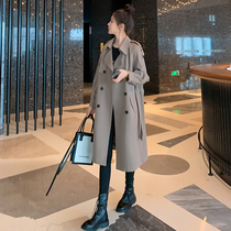 Trench coat womens long English style small man spring and autumn 2021 new fashion temperament knee early autumn coat coat