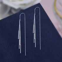 Tassel earrings long female Korean temperament simple line drop earrings summer style face thin sterling silver anti-loss ear line