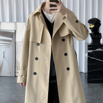 Tide brand trench coat mens long coat handsome British wind knee coat 2021 autumn and winter New Youth coat