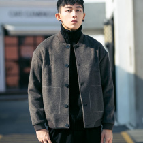 Hong Kong Tide brand woolen jacket mens spring and autumn 2021 Korean casual jacket winter cotton warm baseball suit