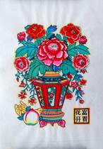 Wuqiang woodblock New Year pictures rich flowers vases large Folk Art Collection treasures