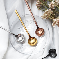 Wanton moon taste 304 stainless steel dessert spoon Coffee spoon Mixing spoon Creative round head small spoon