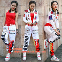 Autumn and winter hiphop new loose casual graffiti hip-hop pants JAZZ dance sports suit female team performance suit