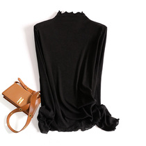 Day Series Gestational Woman Dress Undershirt T-shirt Nude Comfort Elastic Long Sleeve Inner Lap Gestation Mother Half High Collar Spring Dress Blouse Tide