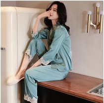 This is how you should wear Daily Gtra ~ pajamas at home. Women's spring and autumn summer ice thin long sleeve household clothes