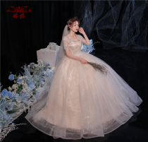 Champagne wedding dress 2021 new shiny Net Red simple Korean version of high waist pregnant women cover pregnant belly fat mm size thin