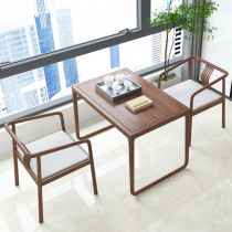 New Chinese balcony tea table and chair combination small apartment Zen small tea table black walnut solid wood household tea table