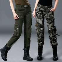 Outdoor camouflage overalls women handsome high-waisted loose straight overalls mountaineering hip-hop tactics military uniforms pants tide