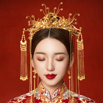 2021 New Xiuhe bride costume headwear step shake Chinese wedding atmosphere Xiuhe clothing Crown Phoenix hair accessories female