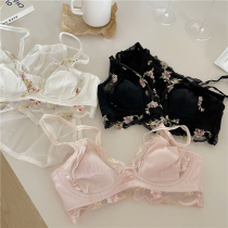French retro thin light luxury girl triangle underwear embroidery sexy thin soft rim comfortable bra set