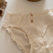 Mianmian bean milk is a bit sweet ~ ~ pure color soft soft glutinous glutinous cotton pleated pleated comfortable elastic low waist triangular underwear