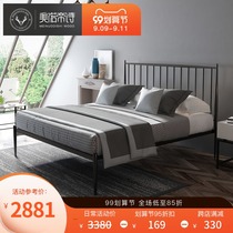  Mino Di Shi princess bed wrought iron bed double iron bed high-end Nordic iron frame bed Simple modern stainless steel bed