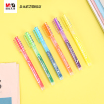 Morning light stationery highlighter single head 6-color axe-type thick pen Plug-in large capacity straight liquid color water pen Students with review marks graffiti coloring hand account special smooth marker