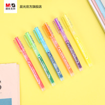 Morning light stationery highlighter single head 6-color axe-type thick pen Plug-in large capacity straight liquid color water pen Students with review marks graffiti coloring hand account special smooth marker
