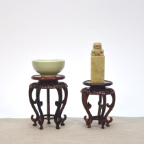 Round ornaments Teapot vase Bonsai Purple sand pot Buddha Statue Incense burner Stone Qishi Wood solid wood Mahogany base