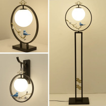 New Chinese creative Zen desk lamp living room study bedroom floor lamp remote control Chinese style tea room ancient wind vertical lamp