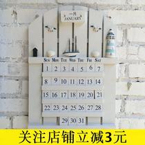  Mediterranean white calendar card Wooden calendar wall decoration Creative perpetual calendar wall calendar wall decoration