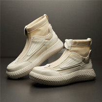 Tide Cards 2022 Spring Summer New Breathable High Help Canvas Shoes Men European Standing Trends 100 Hitch Casual High Bonboard Shoes Man