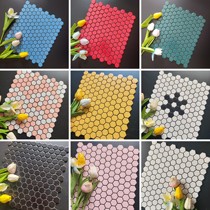 Ceramic kitchen background wall bathroom balcony small hexagonal hexagonal mosaic black and white blue pink dark green