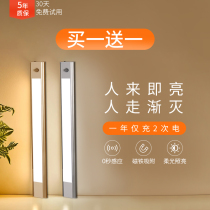 Cabinet human body sensing light bar wireless kitchen smart strip ultra-thin LED wine cabinet wardrobe shoe cabinet charging light strip