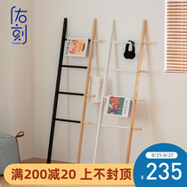 Japanese-style household solid wood trapezoidal hanger personality simple modern floor-to-ceiling ins bedroom wall simple coat rack