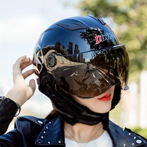 Electric car Harley helmet male battery car head gray female winter Four Seasons half helmet detachable collar plus Velvet