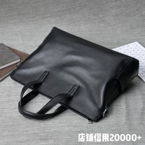 Top layer sheepskin Hand bag large capacity mens leather business leisure shoulder bag travel travel light luxury briefcase