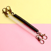 Key buckle spring rope plastic hanging rope pull rope portable telescopic anti-lose rubber key rope long bus card access
