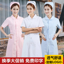 Doll collar round neck nurse uniform White blue pink long-sleeved short-sleeved winter clothes White coat Pharmacy overalls Beauty clothes