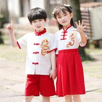 Childrens Chinese style school uniform summer kindergarten performance clothing costume baby ethnic style childrens clothing summer Hanfu
