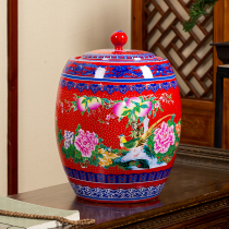 Jingdezhen ceramic rice cylinder wine jar water tank oil cylinder 20 kg 30 kg 50 kg moisture-proof insect-proof storage tank practical