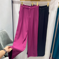 Raspberry Color Western Dress Pants Woman Spring Summer Straight Barrel Loose Sense Superior Fire Dragon Fruit Casual Pants High Waist Wide Leg Pants