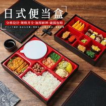 High-end Day Style Plastic Lunch Box Wood Grain Business Package Thickened Penny Pan Sushi Fast Food Packaging Takeaway Commercial