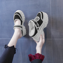 Fashion girls single product ~ thick-soled Baotou semi-slippers womens summer outerwear new hot styles inner high-heeled sandals trend