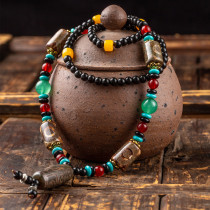 Three-eyed nine-eyed celestial Beads pendant mens natural Tibetan genuine necklace agate turquoise stone for men and women