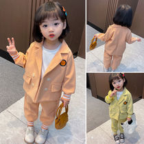 Girls casual set 2021 autumn new childrens fashionable blazer baby trousers dress two-piece set