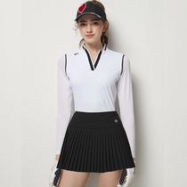 Golf Womens 2021 Golf Clothing Womens Set Long Sleeve T-shirt base shirt Top Anti-Light Short Skirt