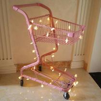 Small fresh shopping cart cart net red props decoration trolley decoration Flower shop creative toys Pink road
