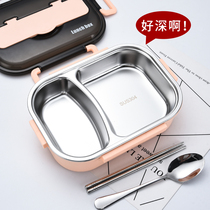 304 stainless steel Portable 2-grid high-grade bento box lunch box office workers students lunch box microwave insulation partition