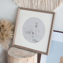 Square solid wood photo frame Round 33 38 50 Calligraphy rice paper Chinese painting Mounting frame Frame customization Any size